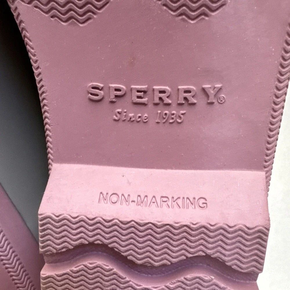 SPERRY Kids Port Duck Boots Girls 5M Grey Pink Water Resistant Weather Rain Snow